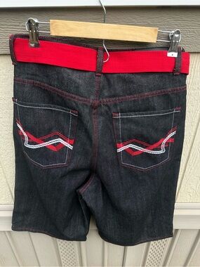 Y2K Urban Label Jorts Jean Shorts Super Baggy 15" Mens 32 JNCO Style Black